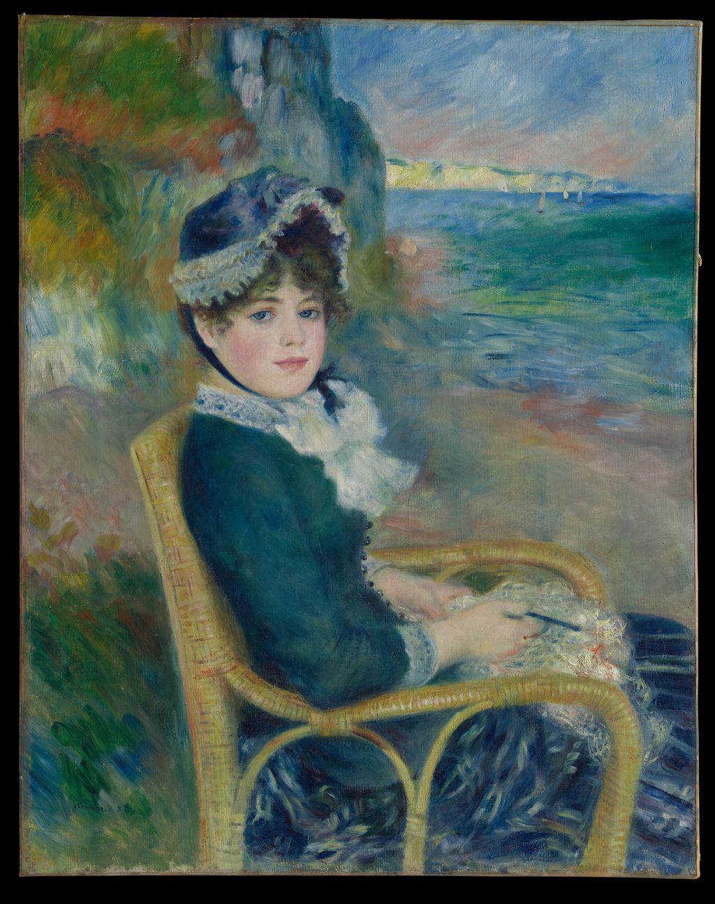 Renoir's 1883 portrait By the Seashore, showing one seated woman against a coastal view